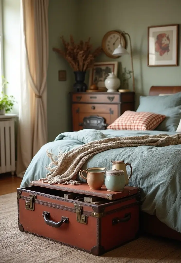27 Bedroom Vintage Ideas That Bring Timeless Charm - 26. Vintage Accents in Unexpected Places