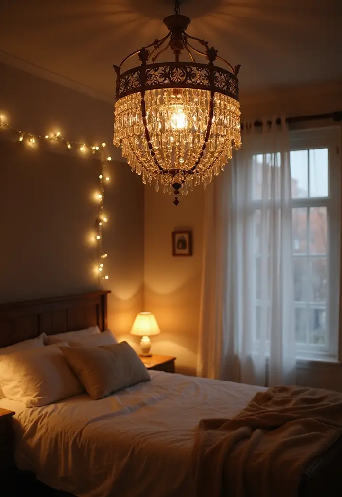 27 Bedroom Vintage Ideas That Bring Timeless Charm - 7. Vintage Lighting Fixtures