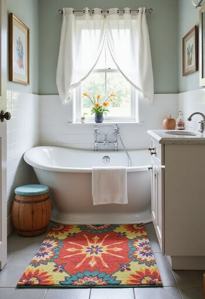 27 Retro Bathroom Ideas That Feel Playful and Unique 17 27 Retro Bathroom Ideas That Feel Playful and Unique - 17. Retro Floor Mats