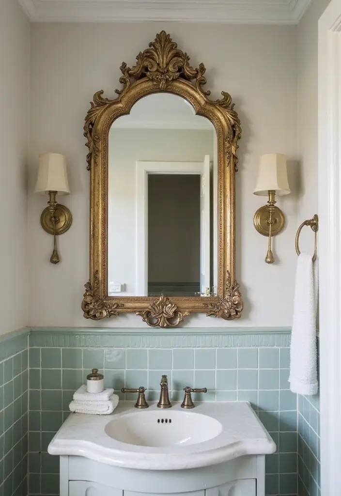 27 Retro Bathroom Ideas That Feel Playful and Unique 18 27 Retro Bathroom Ideas That Feel Playful and Unique - 18. Vintage Mirrors