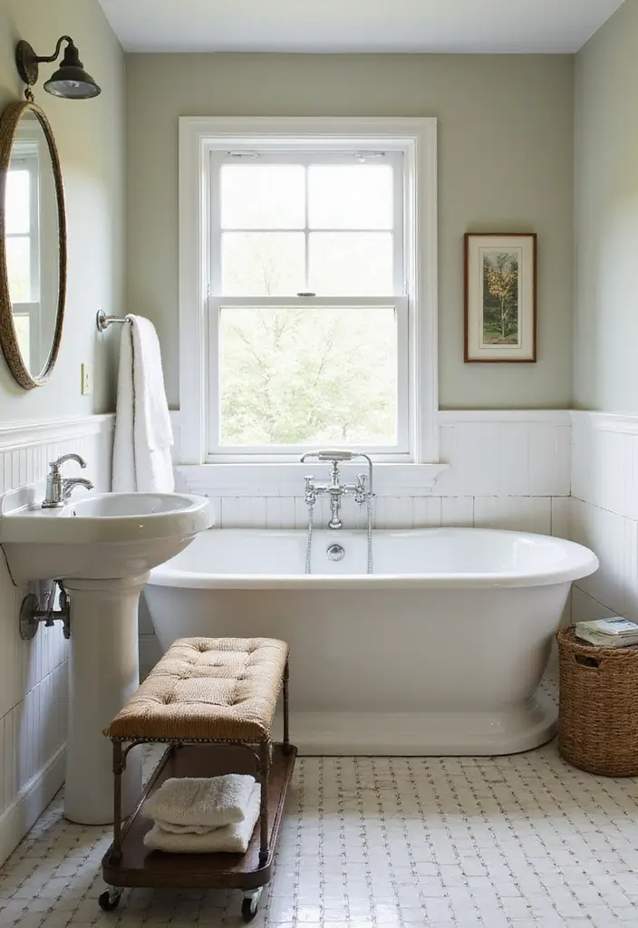 27 Retro Bathroom Ideas That Feel Playful and Unique 26 27 Retro Bathroom Ideas That Feel Playful and Unique - 26. Multi-Functional Furniture