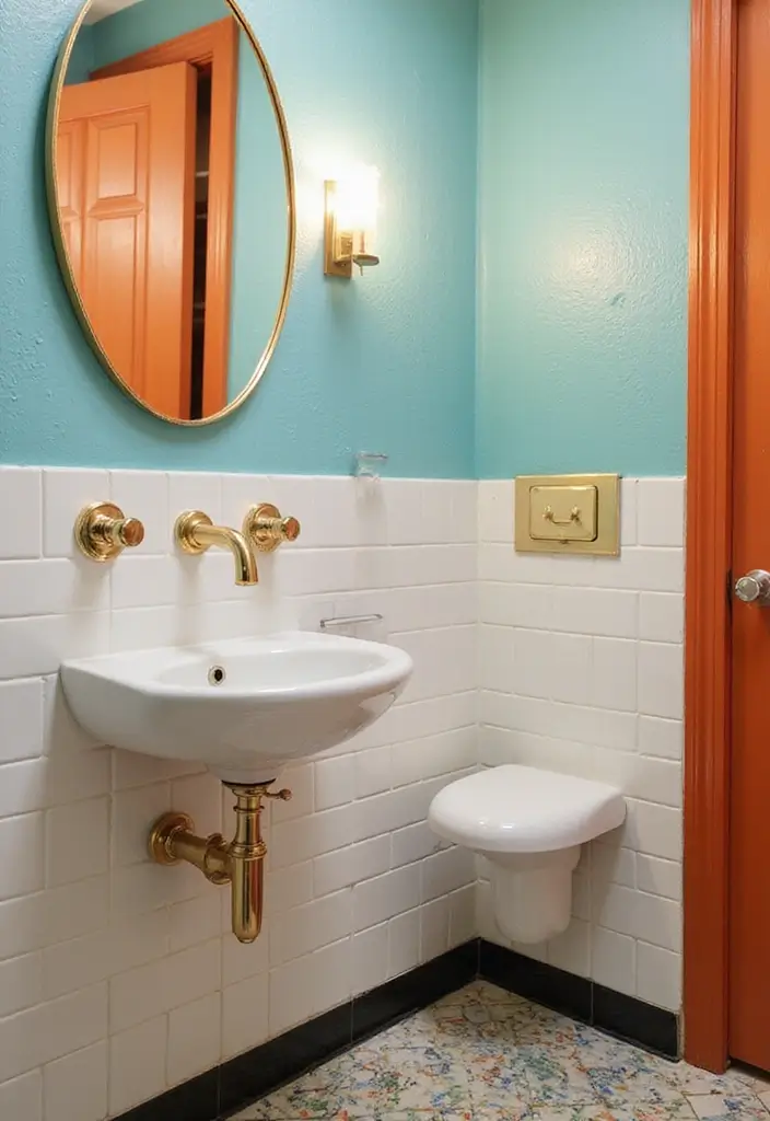 27 Retro Bathroom Ideas That Feel Playful and Unique 3 27 Retro Bathroom Ideas That Feel Playful and Unique - 3. Retro Oval Sinks