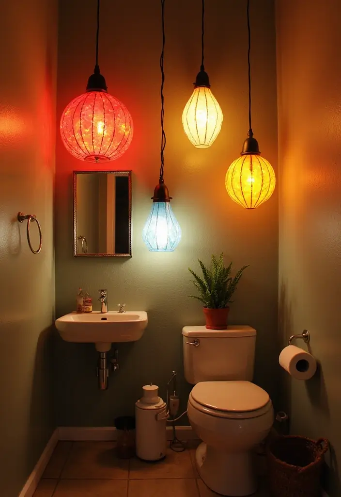 27 Retro Bathroom Ideas That Feel Playful and Unique 8 27 Retro Bathroom Ideas That Feel Playful and Unique - 8. Playful Lighting Fixtures