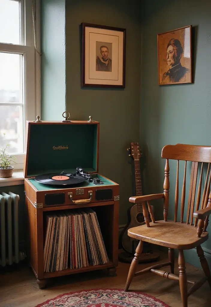 27 Retro Room Decor Inspirations That Feel Nostalgic 13 27 Retro Room Decor Inspirations That Feel Nostalgic - 13. Retro Record Players