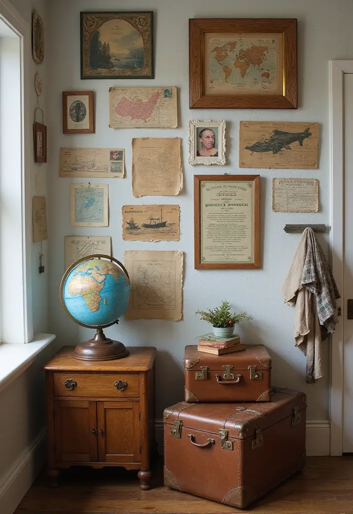 27 Retro Room Decor Inspirations That Feel Nostalgic 16 27 Retro Room Decor Inspirations That Feel Nostalgic - 16. Vintage Travel Memorabilia