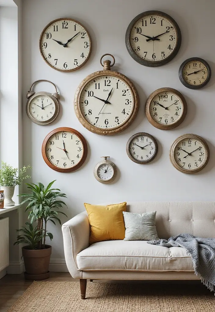 27 Retro Room Decor Inspirations That Feel Nostalgic 18 27 Retro Room Decor Inspirations That Feel Nostalgic - 18. Whimsical Clocks