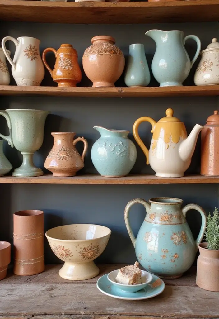 27 Retro Room Decor Inspirations That Feel Nostalgic 21 27 Retro Room Decor Inspirations That Feel Nostalgic - 21. Artistic Pottery