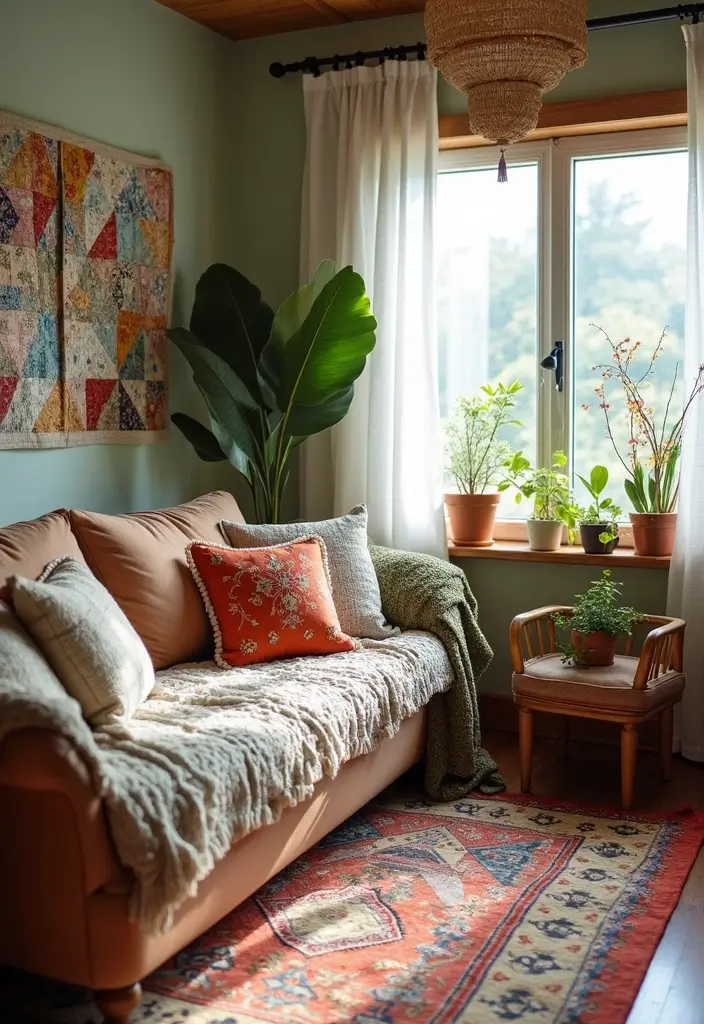 27 Retro Room Decor Inspirations That Feel Nostalgic 4 27 Retro Room Decor Inspirations That Feel Nostalgic - 4. Eclectic Textiles