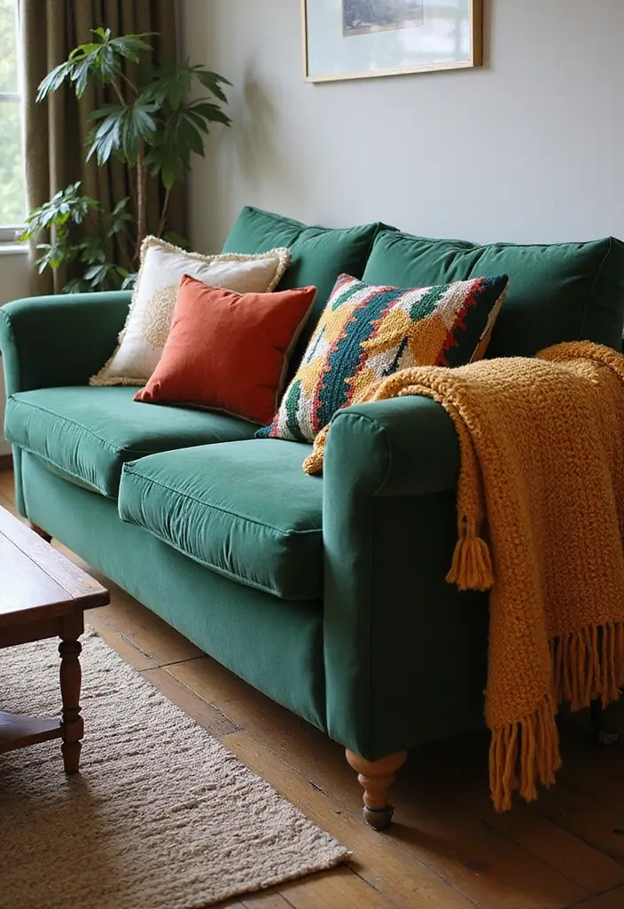 27 Sala Vintage Inspirações Para Sua Casa 1 27 Sala Vintage Inspirações Para Sua Casa - 1. Sofá Retrô de Veludo