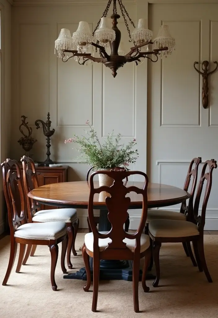 27 Sala Vintage Inspirações Para Sua Casa 15 27 Sala Vintage Inspirações Para Sua Casa - 15. Cadeiras de Jantar Antigas