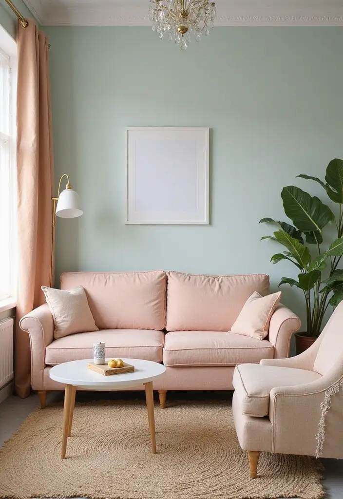27 Sala Vintage Inspirações Para Sua Casa 22 27 Sala Vintage Inspirações Para Sua Casa - 22. Cores Pastel com Detalhes Vintage