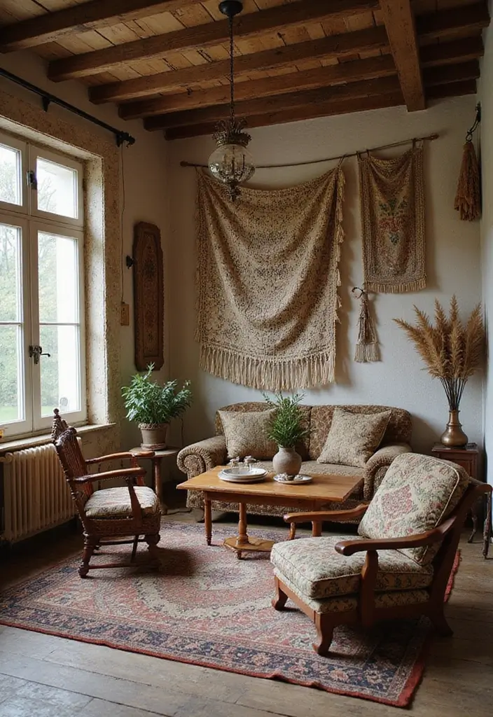 27 Sala Vintage Inspirações Para Sua Casa 23 27 Sala Vintage Inspirações Para Sua Casa - 23. Arte de Tecido Vintage