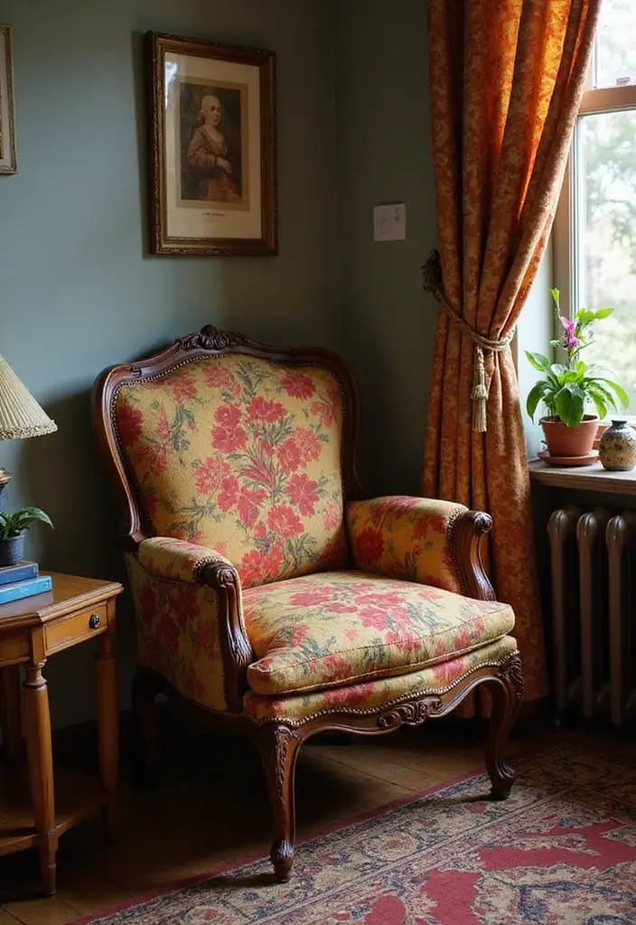 27 Sala Vintage Inspirações Para Sua Casa 3 27 Sala Vintage Inspirações Para Sua Casa - 3. Poltrona de Design Antigo