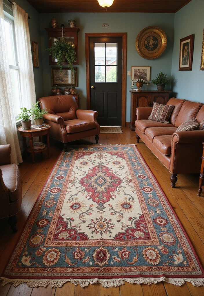 27 Sala Vintage Inspirações Para Sua Casa 6 27 Sala Vintage Inspirações Para Sua Casa - 6. Tapetes com Padrão Retro