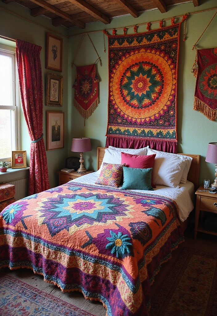 27 Vintage Bedroom Decor Inspirations Full of Elegance - 1. Bohemian Textiles