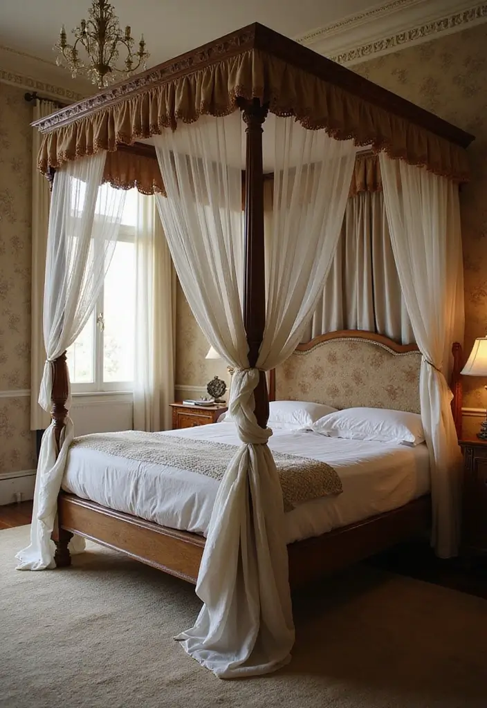 27 Vintage Bedroom Decor Inspirations Full of Elegance - 23. Elegant Canopy Beds