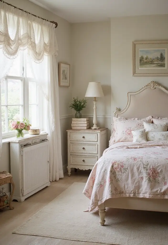 27 Vintage Bedroom Decor Inspirations Full of Elegance - 4. Shabby Chic Accents