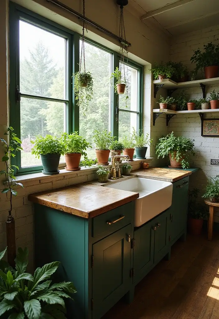 27 Vintage Cottage Kitchen Ideas That Feel Warm and Inviting 11 27 Vintage Cottage Kitchen Ideas That Feel Warm and Inviting - 11. Greenery and Indoor Herbs