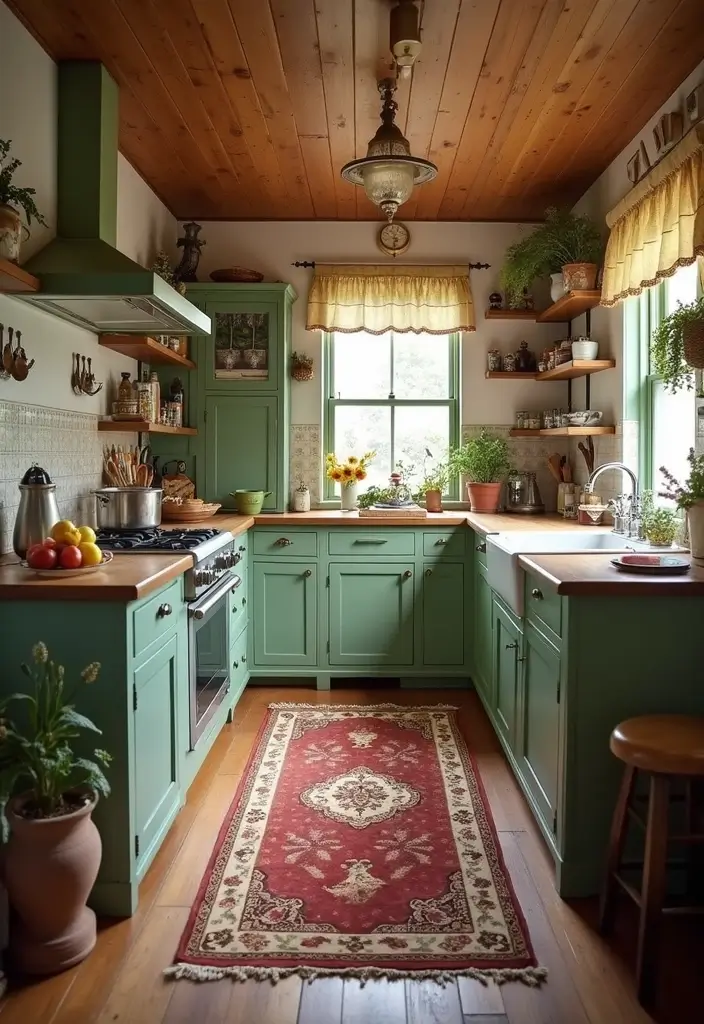 27 Vintage Cottage Kitchen Ideas That Feel Warm and Inviting 12 27 Vintage Cottage Kitchen Ideas That Feel Warm and Inviting - 12. Vintage Rugs for Comfort