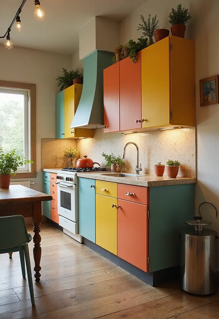 27 Vintage Cottage Kitchen Ideas That Feel Warm and Inviting 17 27 Vintage Cottage Kitchen Ideas That Feel Warm and Inviting - 17. Eclectic Color Combinations
