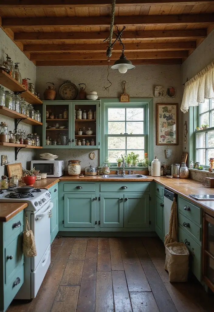 27 Vintage Cottage Kitchen Ideas That Feel Warm and Inviting 18 27 Vintage Cottage Kitchen Ideas That Feel Warm and Inviting - 18. Antique Finds and Thrift Store Treasures