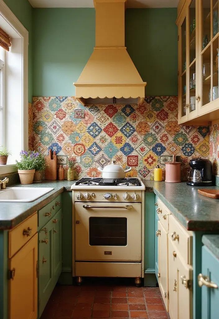 27 Vintage Cottage Kitchen Ideas That Feel Warm and Inviting 19 27 Vintage Cottage Kitchen Ideas That Feel Warm and Inviting - 19. Colorful Backsplashes