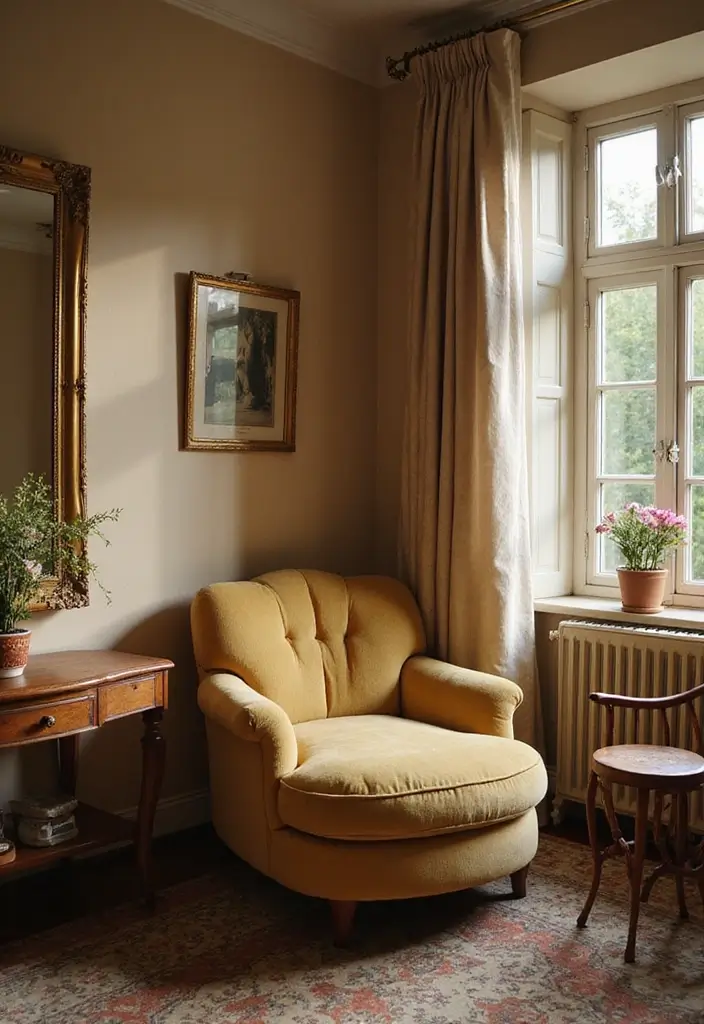27 Vintage Dressing Room Inspirations That Feel Luxurious 10 27 Vintage Dressing Room Inspirations That Feel Luxurious - 10. Cozy Seating Options
