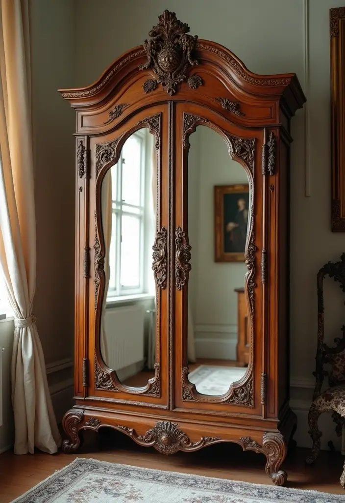 27 Vintage Dressing Room Inspirations That Feel Luxurious 20 27 Vintage Dressing Room Inspirations That Feel Luxurious - 20. Antique Wardrobe Mirrors