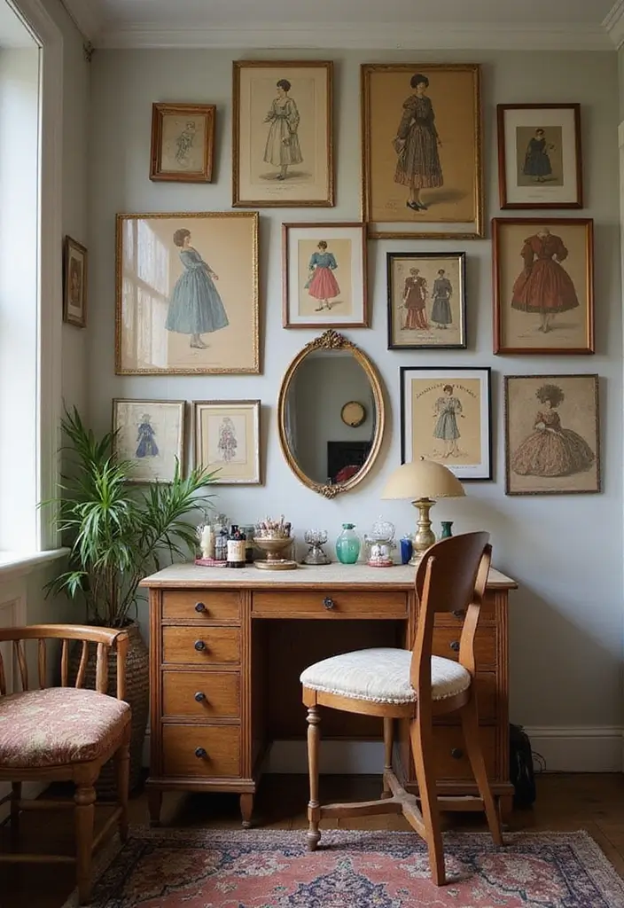 27 Vintage Dressing Room Inspirations That Feel Luxurious 23 27 Vintage Dressing Room Inspirations That Feel Luxurious - 23. Stylish Framed Art