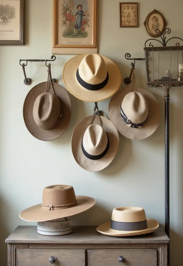 27 Vintage Dressing Room Inspirations That Feel Luxurious 6 27 Vintage Dressing Room Inspirations That Feel Luxurious - 6. Elegant Hat Displays