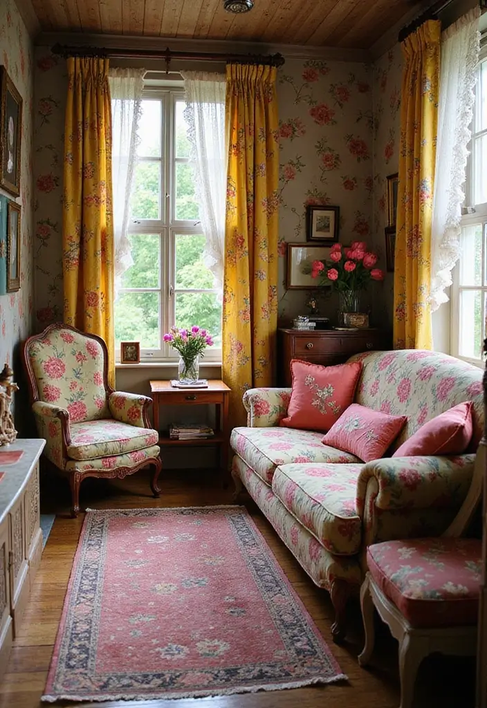 27 Vintage Ev Dekorasyon Fikirleri Zamansız Bir Dokunuş İçin 16 27 Vintage Ev Dekorasyon Fikirleri Zamansız Bir Dokunuş İçin - 16. Vintage Çiçek Desenleriyle Renk Katın