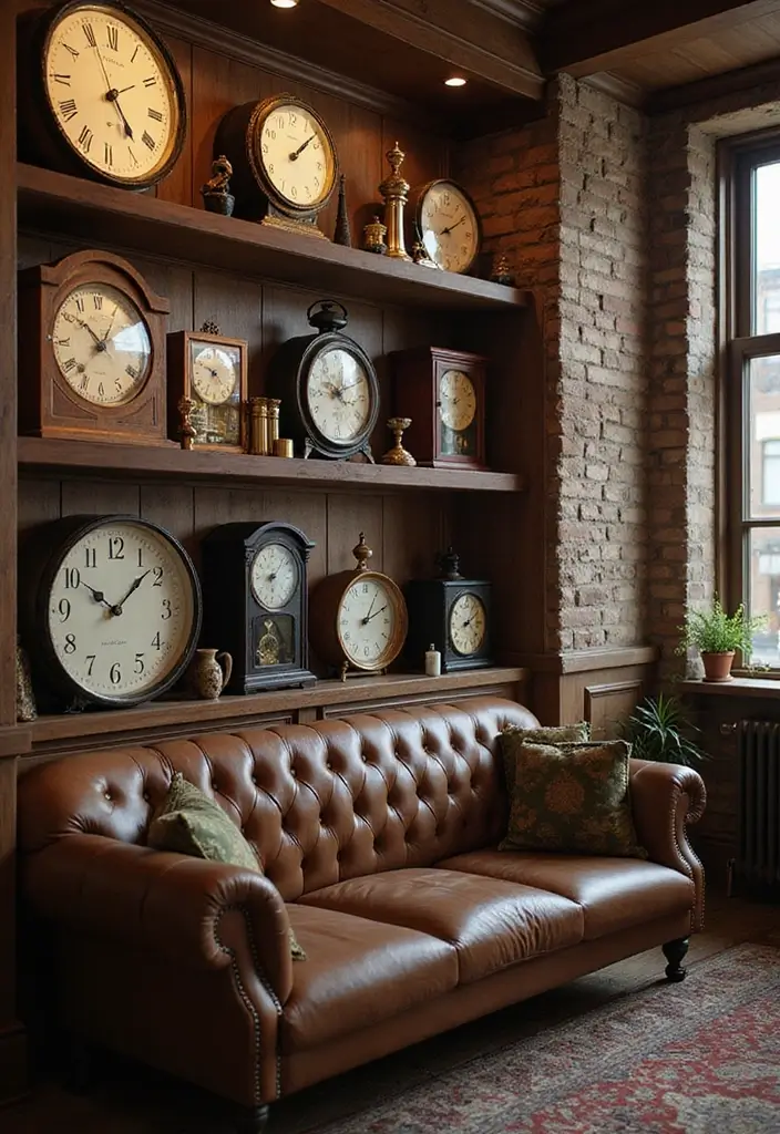 27 Vintage Ev Dekorasyon Fikirleri Zamansız Bir Dokunuş İçin 17 27 Vintage Ev Dekorasyon Fikirleri Zamansız Bir Dokunuş İçin - 17. Antika Saatlerle Zamanı Yakalayın