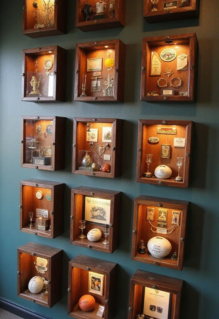 27 Vintage Sports Decor Inspirations for Game Lovers 13 27 Vintage Sports Decor Inspirations for Game Lovers - 13. Vintage Sports Memorabilia Shadow Boxes