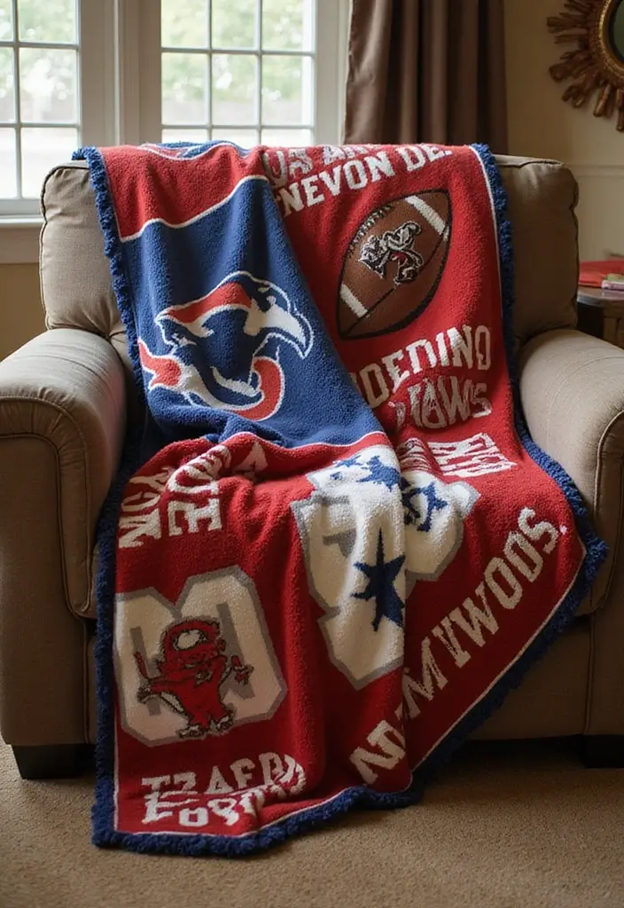27 Vintage Sports Decor Inspirations for Game Lovers 17 27 Vintage Sports Decor Inspirations for Game Lovers - 17. Sports-Themed Throw Blankets