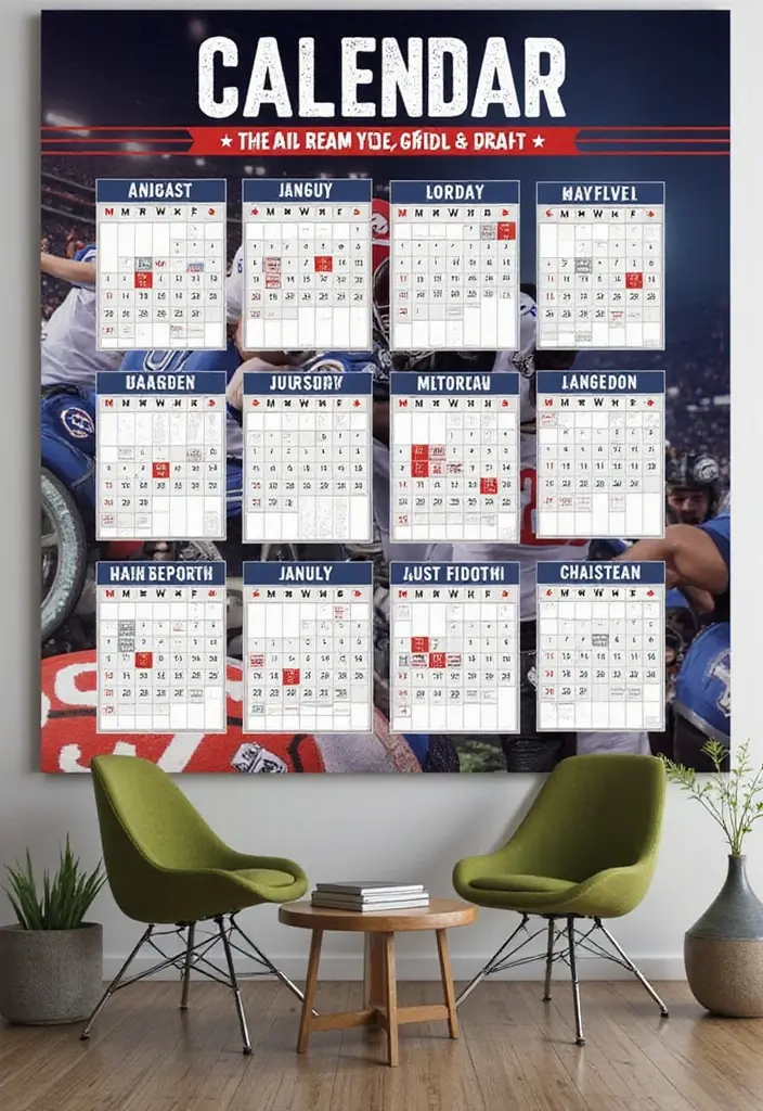 27 Vintage Sports Decor Inspirations for Game Lovers 21 27 Vintage Sports Decor Inspirations for Game Lovers - 21. Sports Calendar Displays