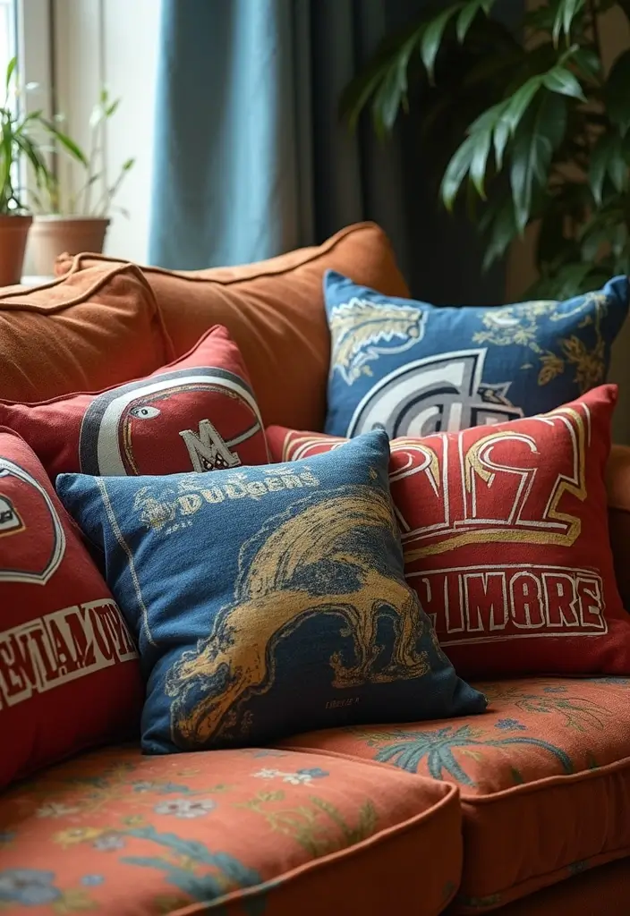 27 Vintage Sports Decor Inspirations for Game Lovers 5 27 Vintage Sports Decor Inspirations for Game Lovers - 5. Sports-Themed Throw Pillows