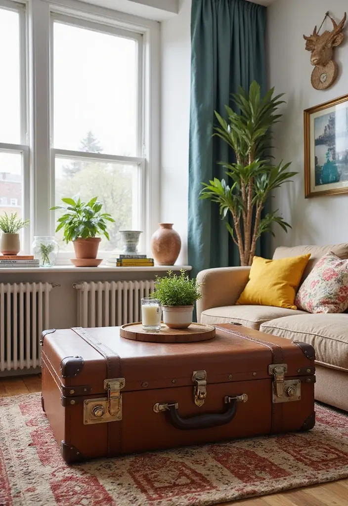 27 Vintage Suitcase Decor Inspirations for Creative Homes 1 27 Vintage Suitcase Decor Inspirations for Creative Homes - 1. Vintage Suitcase Coffee Table