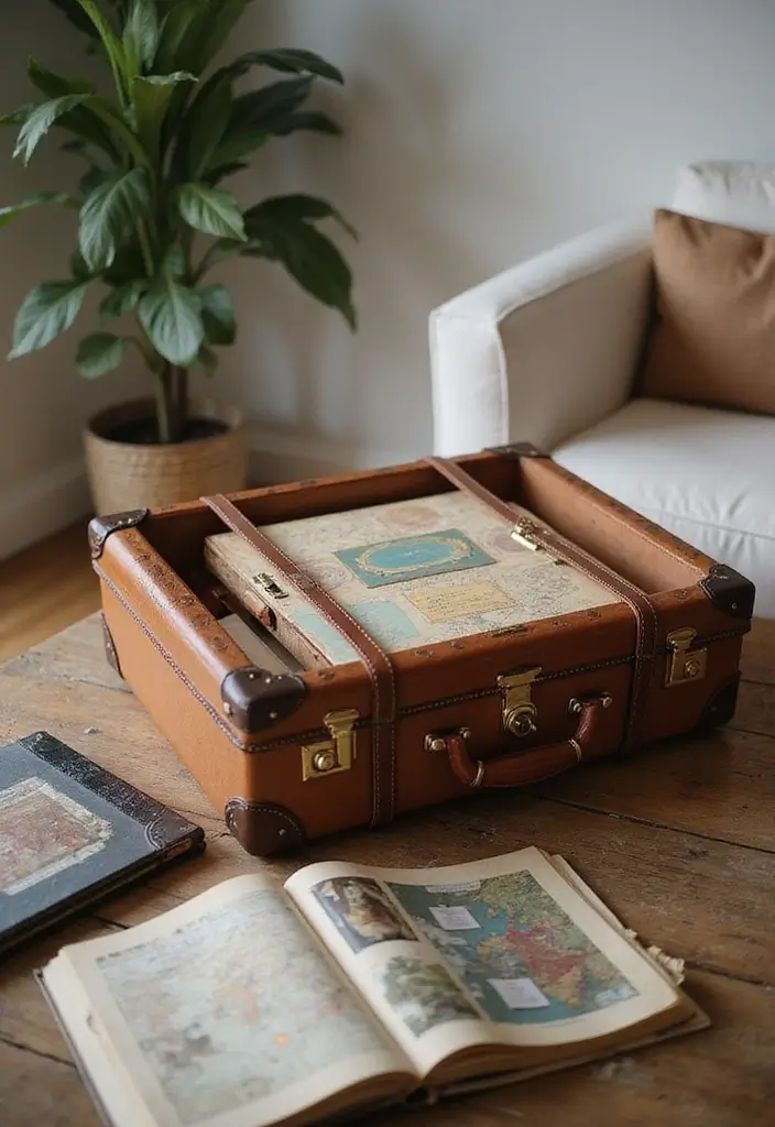 27 Vintage Suitcase Decor Inspirations for Creative Homes 11 27 Vintage Suitcase Decor Inspirations for Creative Homes - 11. Suitcase Travel Memory Box