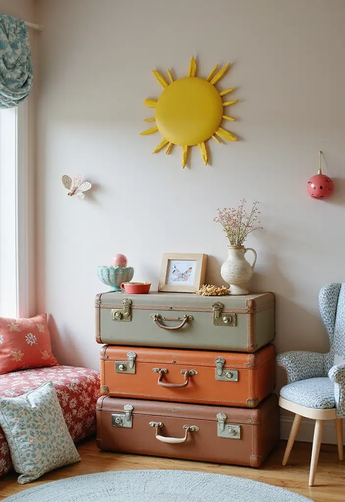 27 Vintage Suitcase Decor Inspirations for Creative Homes 13 27 Vintage Suitcase Decor Inspirations for Creative Homes - 13. Suitcase-Themed Kid's Room Decor