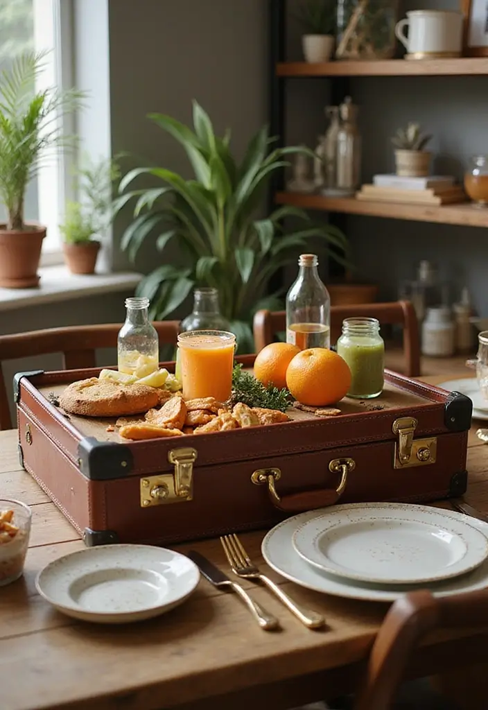 27 Vintage Suitcase Decor Inspirations for Creative Homes 14 27 Vintage Suitcase Decor Inspirations for Creative Homes - 14. Vintage Suitcase Serving Tray