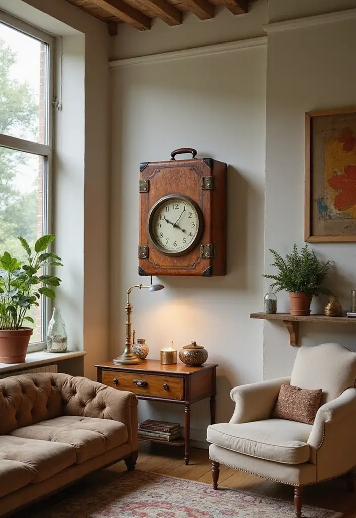 27 Vintage Suitcase Decor Inspirations for Creative Homes 19 27 Vintage Suitcase Decor Inspirations for Creative Homes - 19. Vintage Suitcase Wall Clock