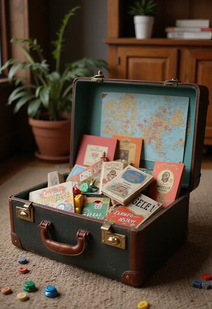 27 Vintage Suitcase Decor Inspirations for Creative Homes 25 27 Vintage Suitcase Decor Inspirations for Creative Homes - 25. Vintage Suitcase Game Storage