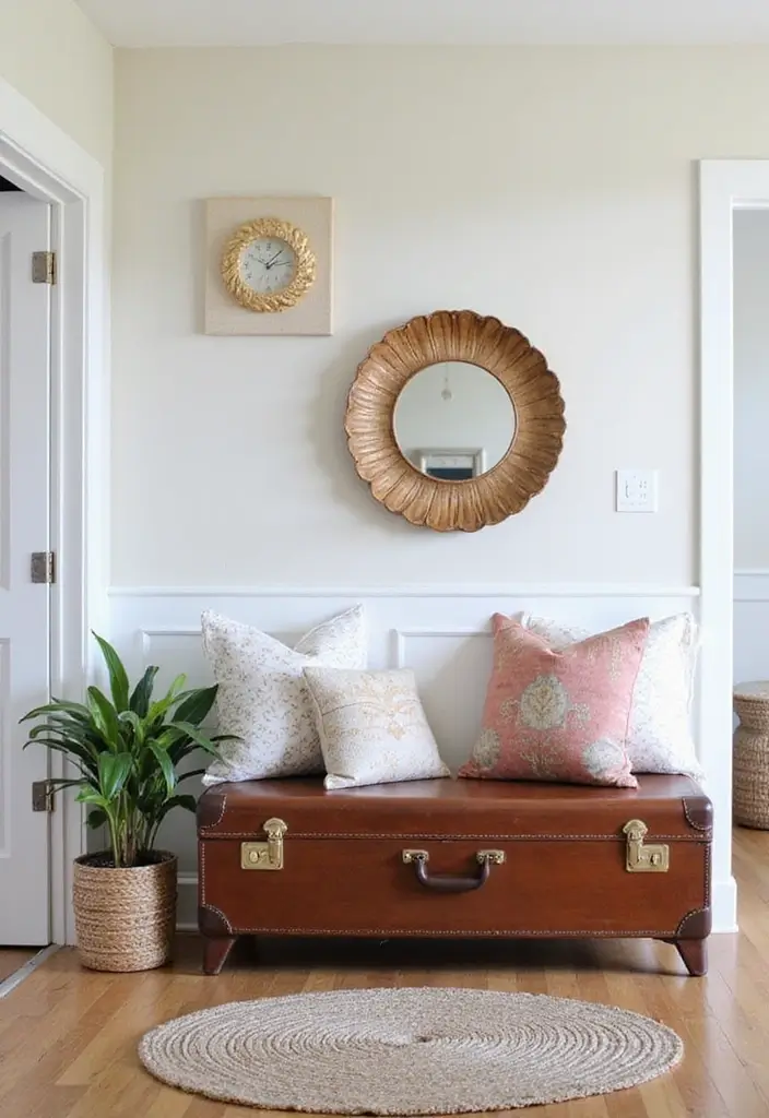 27 Vintage Suitcase Decor Inspirations for Creative Homes 6 27 Vintage Suitcase Decor Inspirations for Creative Homes - 6. DIY Suitcase Bench