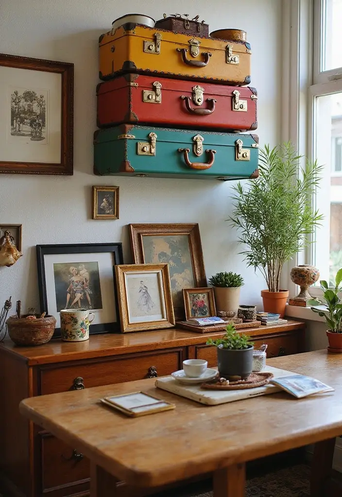 27 Vintage Suitcase Decor Inspirations for Creative Homes 7 27 Vintage Suitcase Decor Inspirations for Creative Homes - 7. Suitcase Wall Art