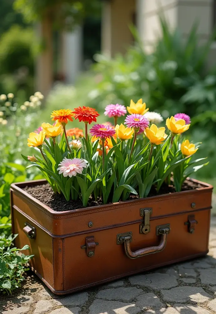 27 Vintage Suitcase Decor Inspirations for Creative Homes 8 27 Vintage Suitcase Decor Inspirations for Creative Homes - 8. Vintage Suitcase Garden Planter