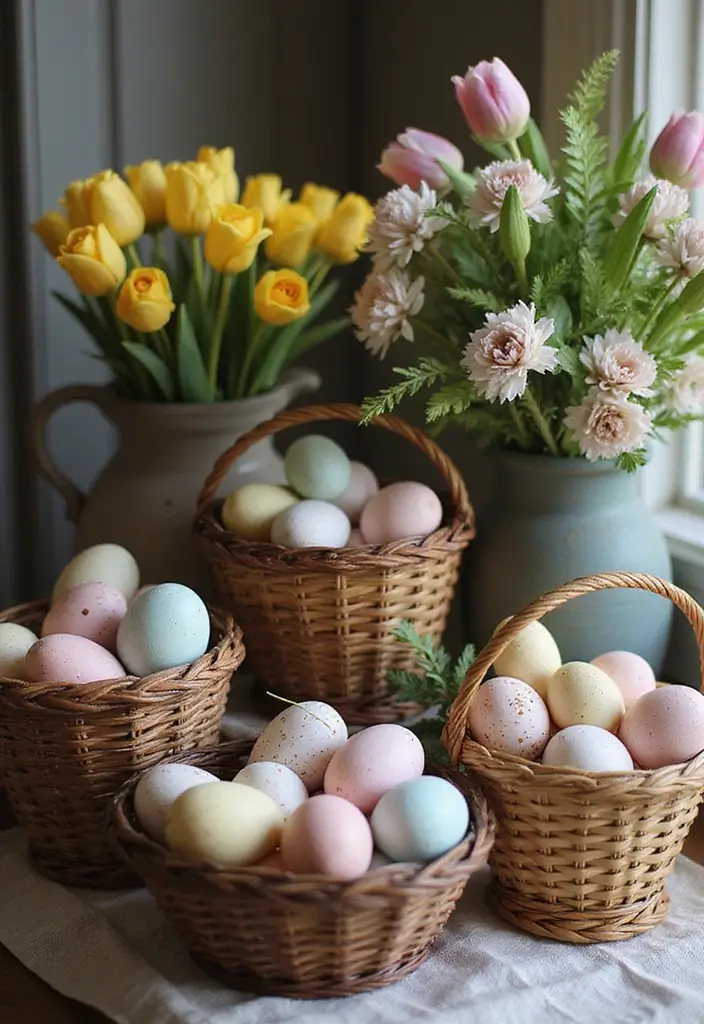 28 Easter Decorations Vintage Ideas for a Charming Holiday 11 28 Easter Decorations Vintage Ideas for a Charming Holiday - 11. Charming Vintage Baskets