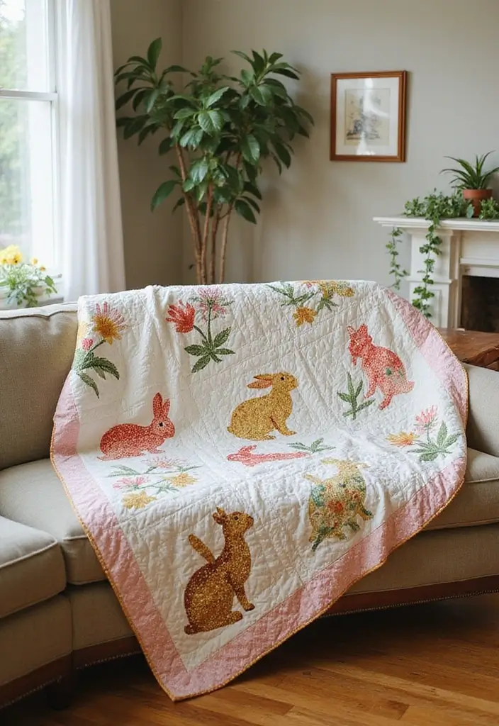 28 Easter Decorations Vintage Ideas for a Charming Holiday 25 28 Easter Decorations Vintage Ideas for a Charming Holiday - 25. Easter-Themed Quilt