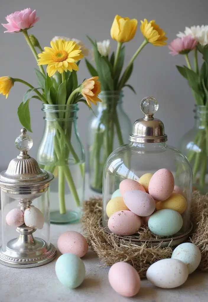 28 Easter Decorations Vintage Ideas for a Charming Holiday 26 28 Easter Decorations Vintage Ideas for a Charming Holiday - 26. Antique Glass Containers