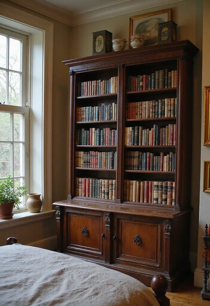 28 Quarto Vintage Feminino Inspirações Cheias de Charme - 10. Estantes de Livros Antigas