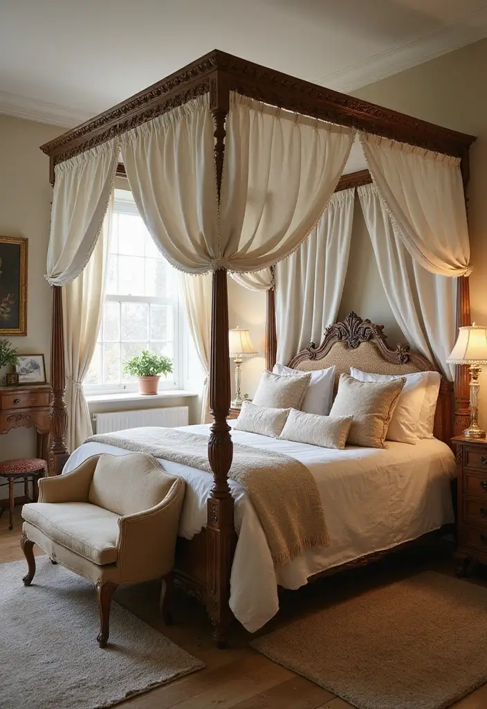 28 Quarto Vintage Feminino Inspirações Cheias de Charme - 15. Camas com Dossel